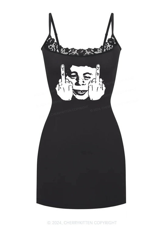 Funny Face Y2K Lace Slip Dress Cherrykitten