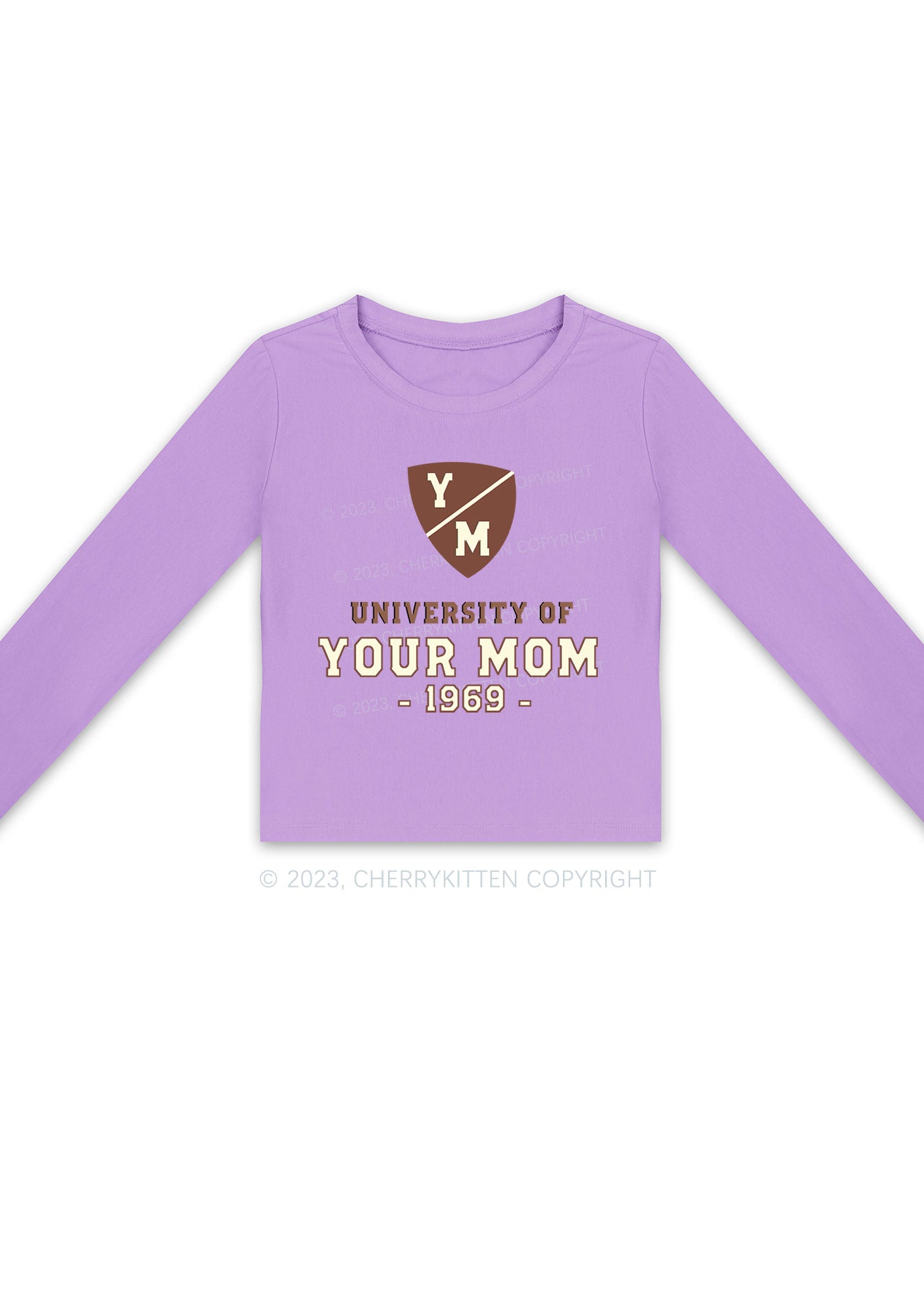 University Of Your Mom 1969 Long Sleeve Crop Top Cherrykitten
