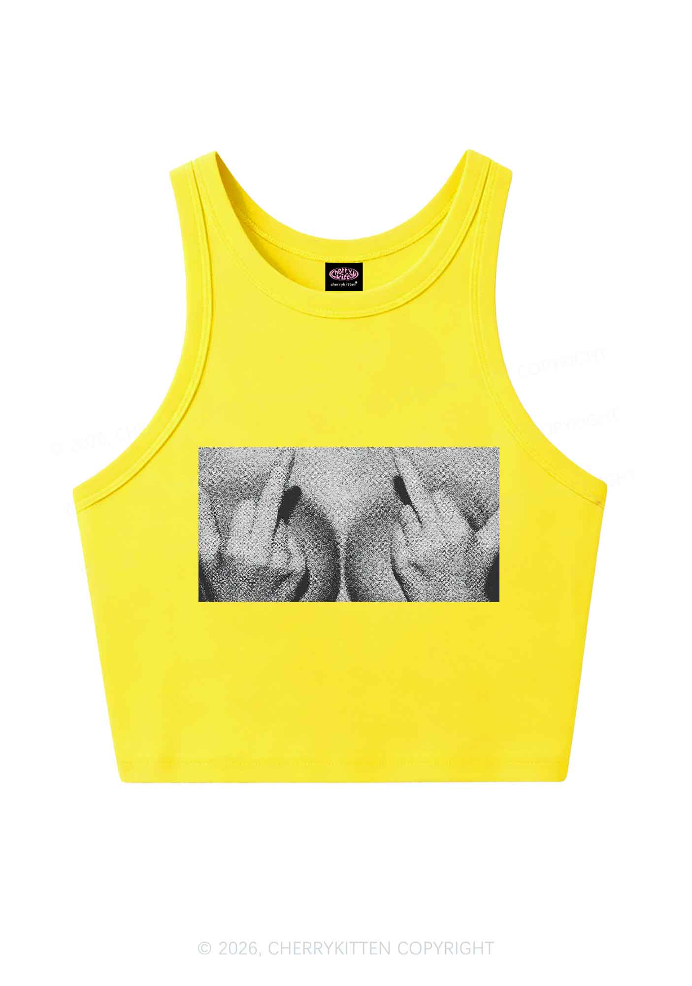 Middle Finger Bxxbs Y2K Crop Tank Top Cherrykitten