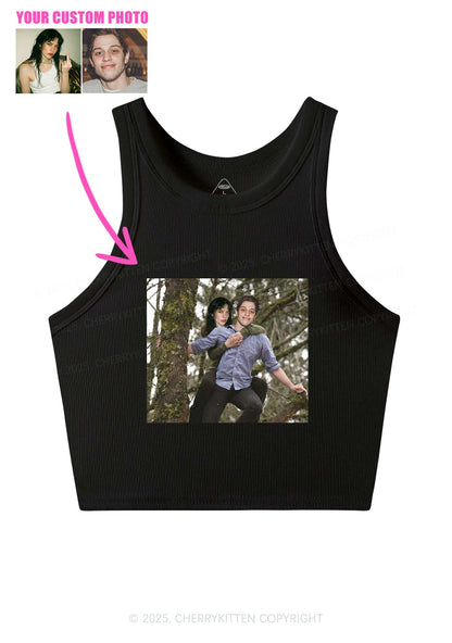 Custom Couple Face Y2K Crop Tank Top Cherrykitten