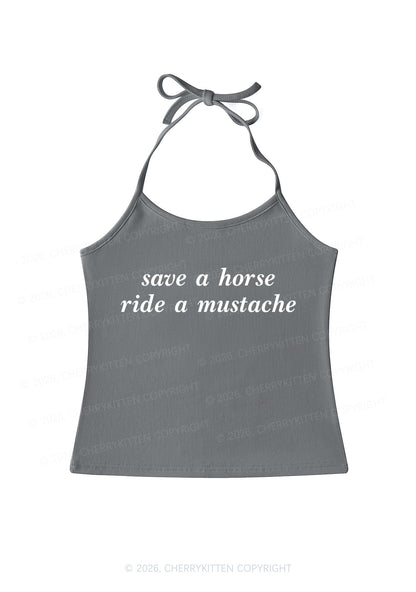 Ride A Mustache Y2K Halter Neck Cami Cherrykitten