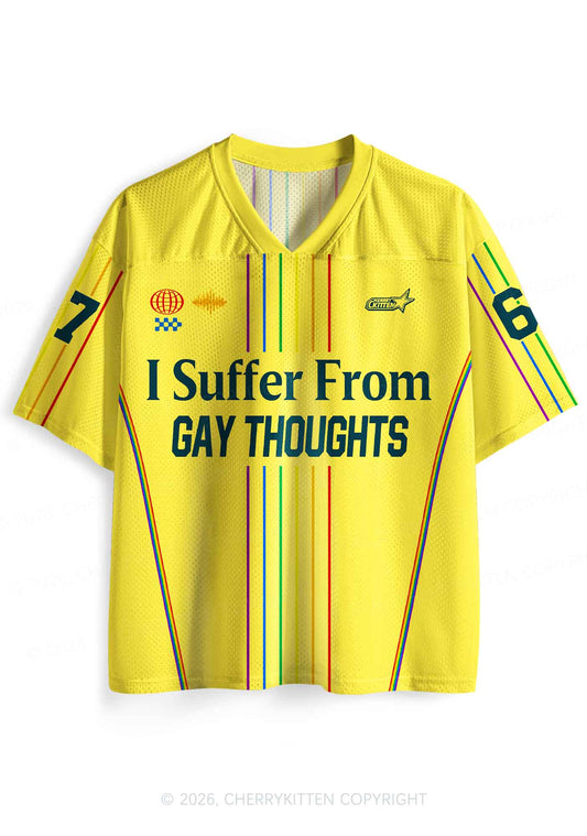 Yellow I Suffer From Gay Thoughts Pride Y2K Sport Jersey Shirts Cherrykitten