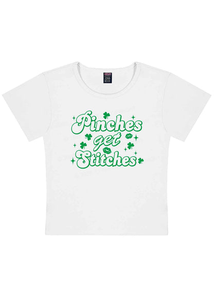 Pinches Get Stitches St Patricks Y2K Baby Tee Cherrykitten