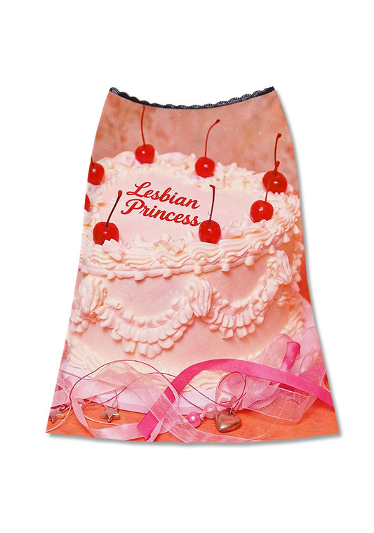 Coral Lesbian Princess Cake Pride Y2K Print Midi Skirt Cherrykitten