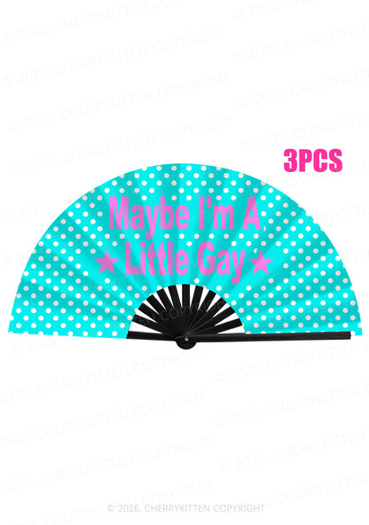 Maybe Im A Little Gay Pride Y2K Rave Hand Fan Cherrykitten