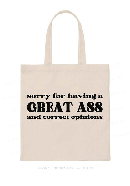 Sorry For Having Great Axx Y2K Canvas Tote Bag Cherrykitten