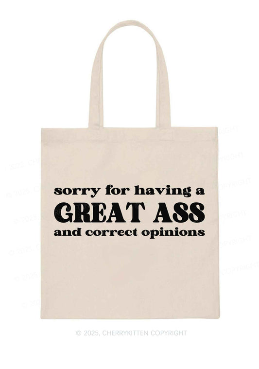 Sorry For Having Great Axx Y2K Canvas Tote Bag Cherrykitten