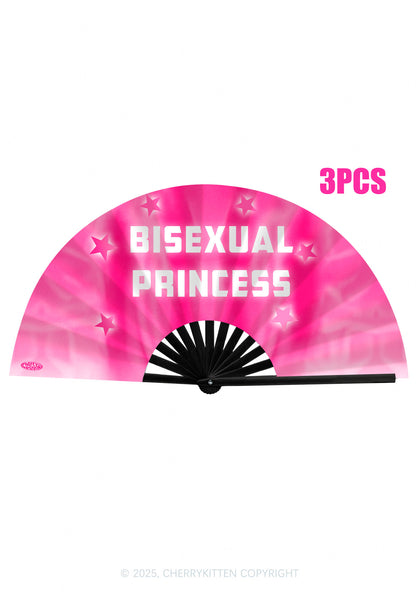 Bisexual Princess Pride Y2K Rave Hand Fan Cherrykitten