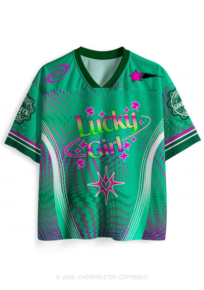 Custom Lucky Girl Pink Shamrock St Patricks Y2K Sport Jersey Shirts Cherrykitten