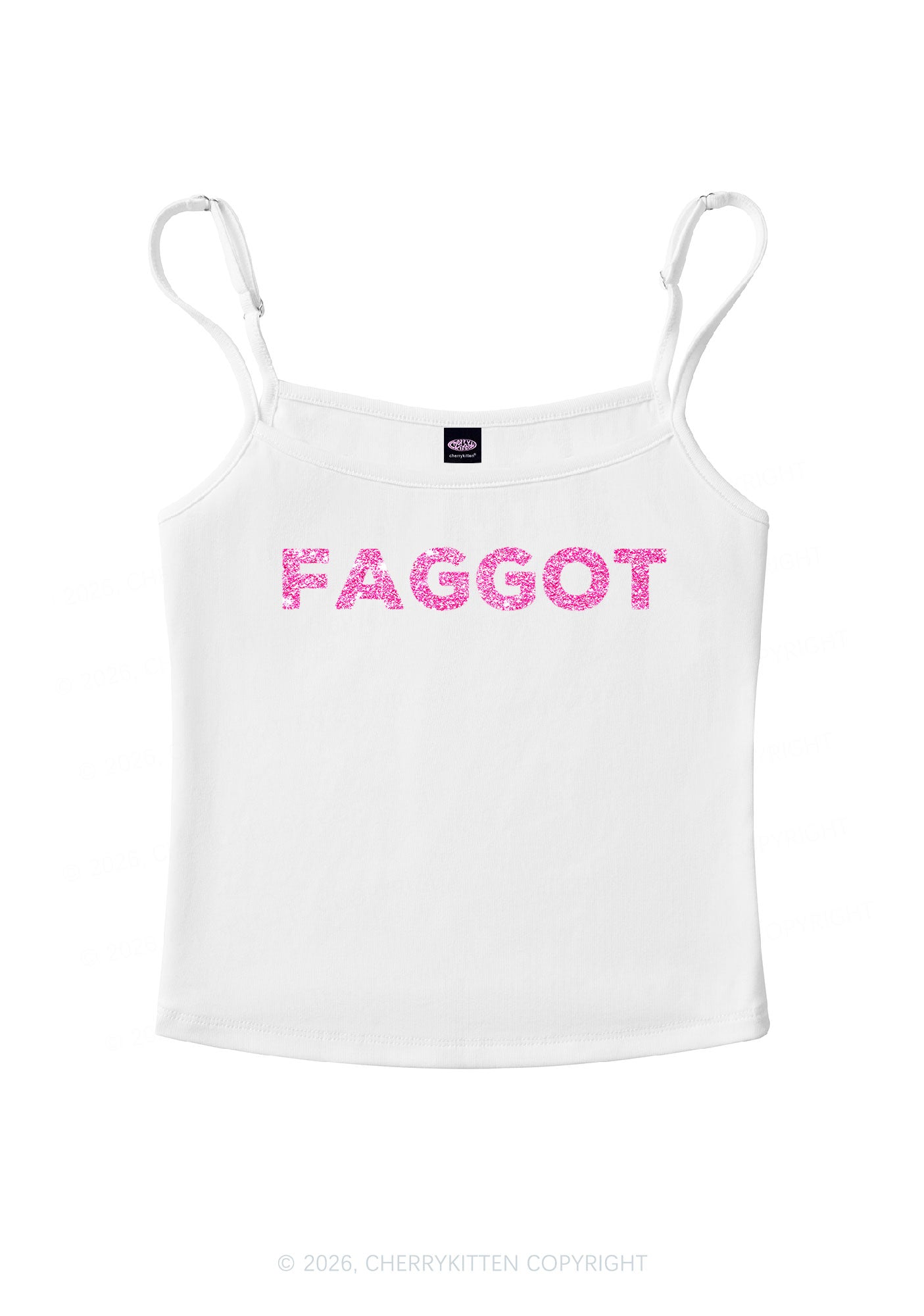 Glitter Faggot Pride Y2K Spaghetti Strap Cami Cherrykitten