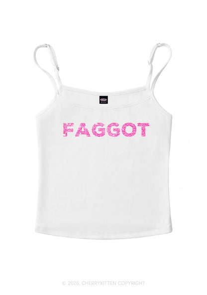 Glitter Faggot Pride Y2K Spaghetti Strap Cami Cherrykitten