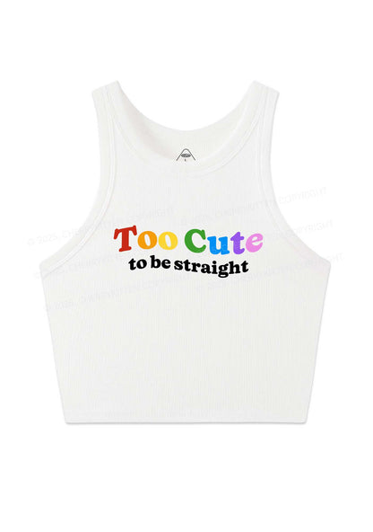 Too Cute To Be Straight Pride Y2K Crop Tank Top Cherrykitten