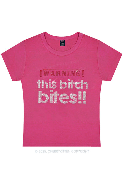 Rhinestone This Bxxch Bites Y2K Baby Tee Cherrykitten