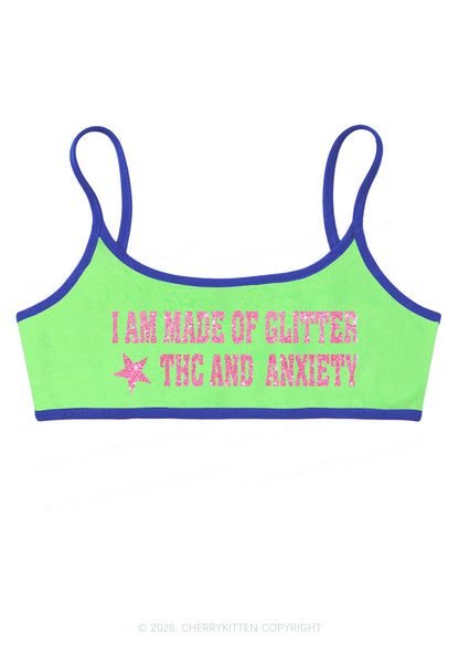 Made Of Glitter Thc Anxiety Y2K Super Crop Cami Cherrykitten