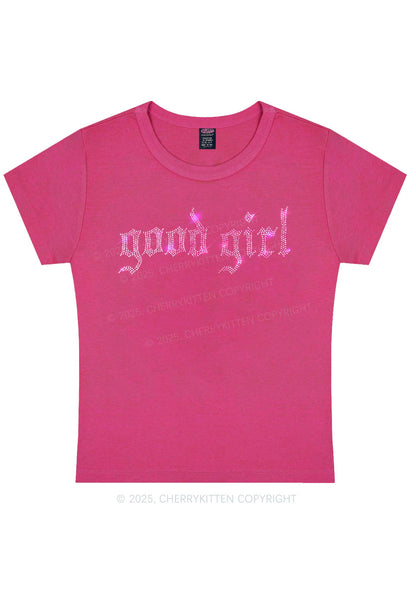 Rhinestone Good Girl Y2K Baby Tee Cherrykitten