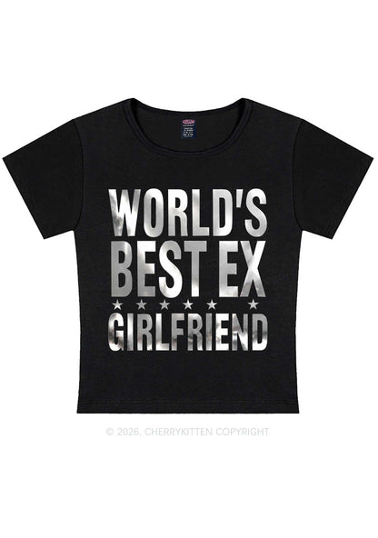 Best Ex Girlfriend Silver Foil Printed Y2K Baby Tee Cherrykitten