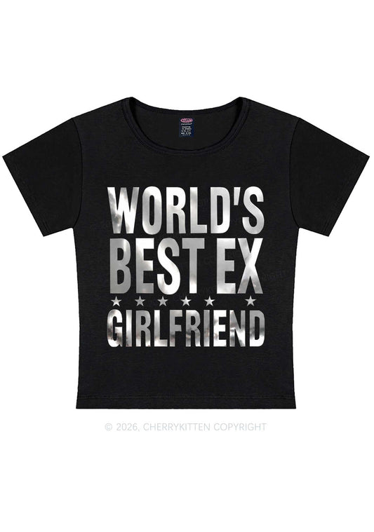 Best Ex Girlfriend Silver Foil Printed Y2K Baby Tee Cherrykitten