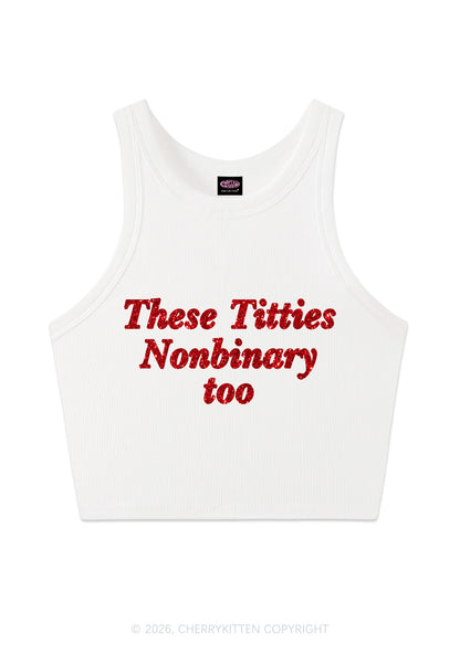 Glitter Txtties Nonbinary Too Pride Y2K Crop Tank Top Cherrykitten