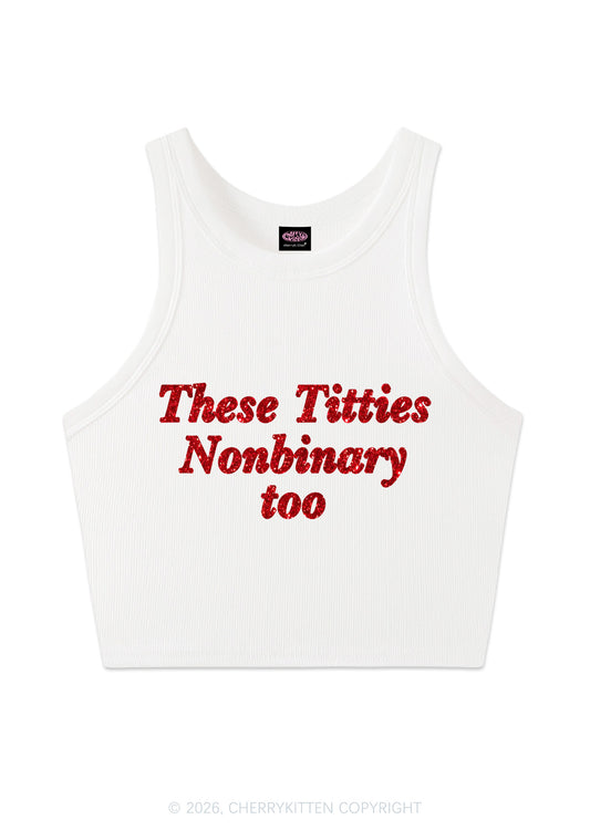 Glitter Txtties Nonbinary Too Pride Y2K Crop Tank Top Cherrykitten
