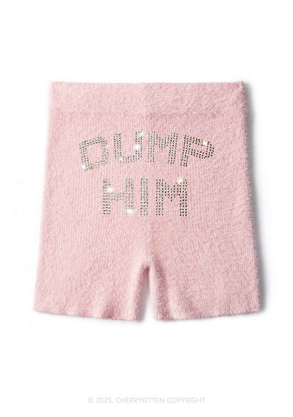 Rhinestone Dump Him Y2K Fluffy Shorts Cherrykitten