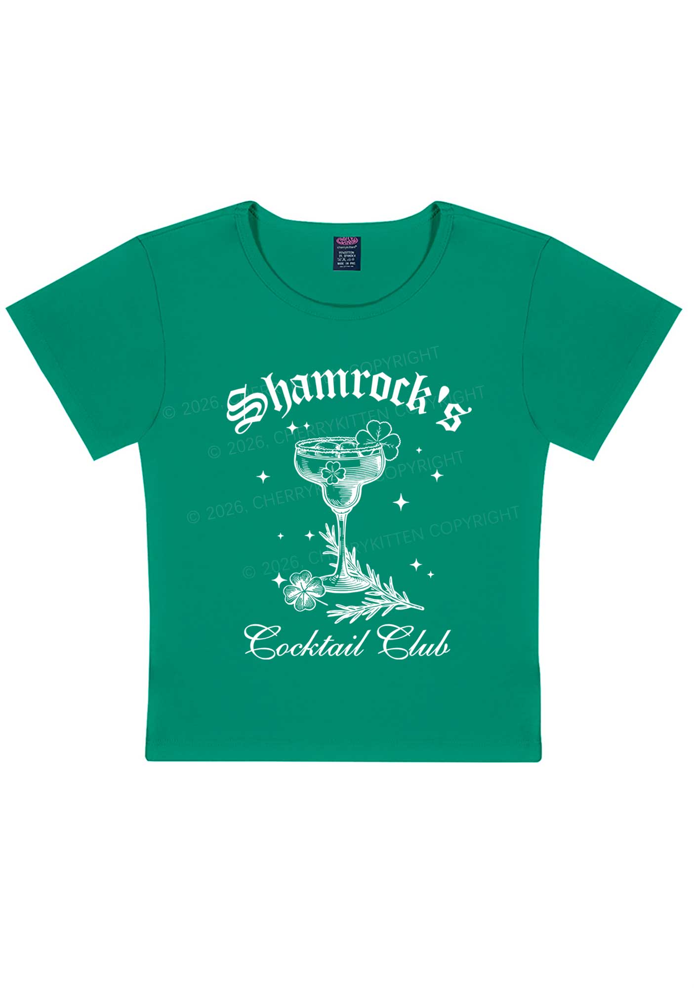 Shamrocks Coctail Club St Patricks Y2K Baby Tee Cherrykitten