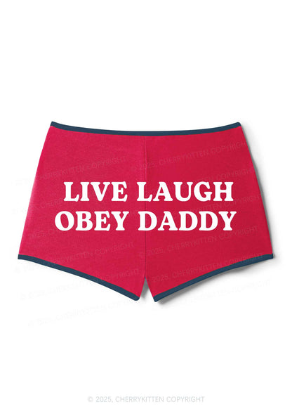 Live Laugh Obey Daddy Y2K Booty Shorts Cherrykitten