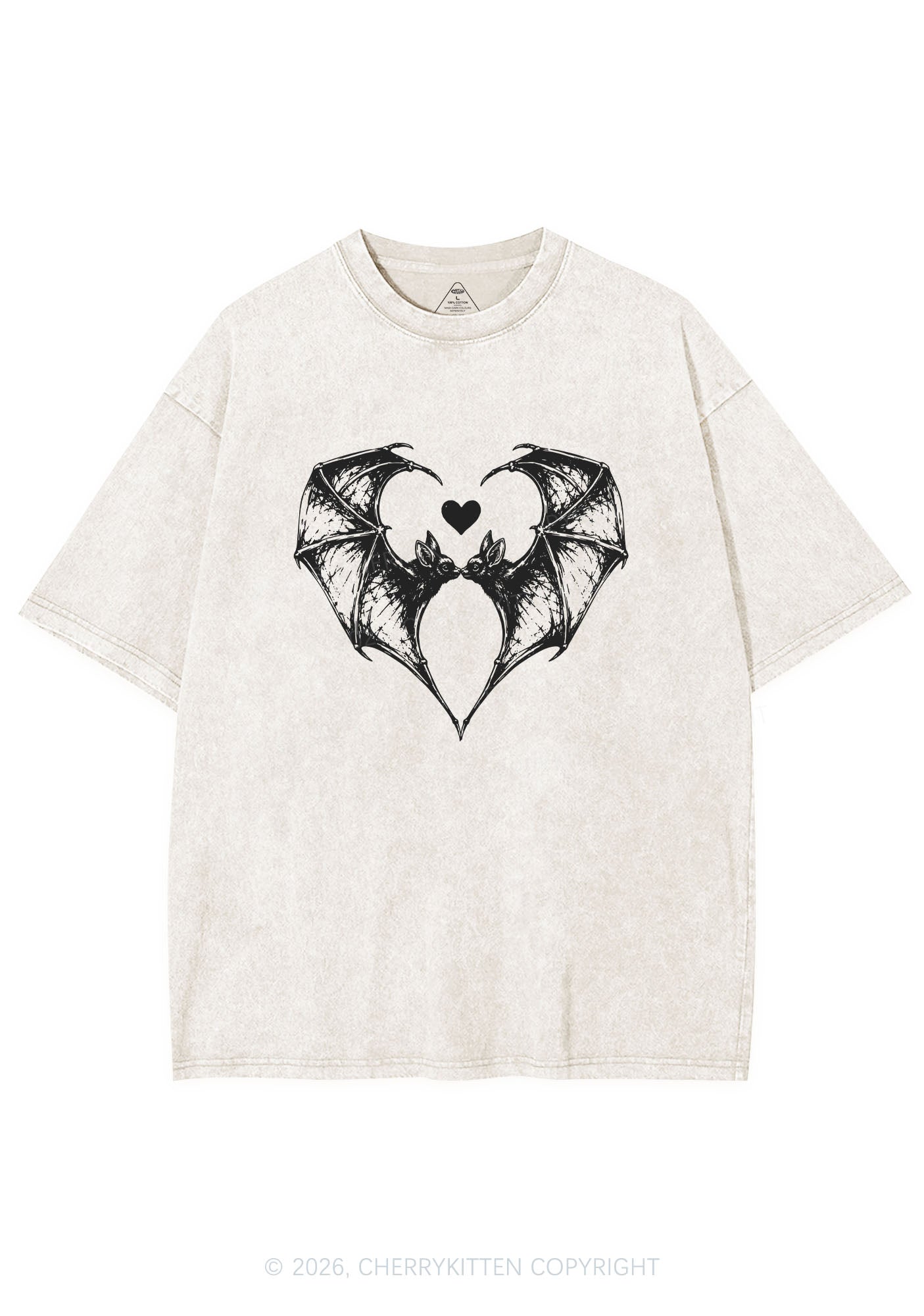 Halloween Bat Heart Y2K Shirts Washed Tee Cherrykitten