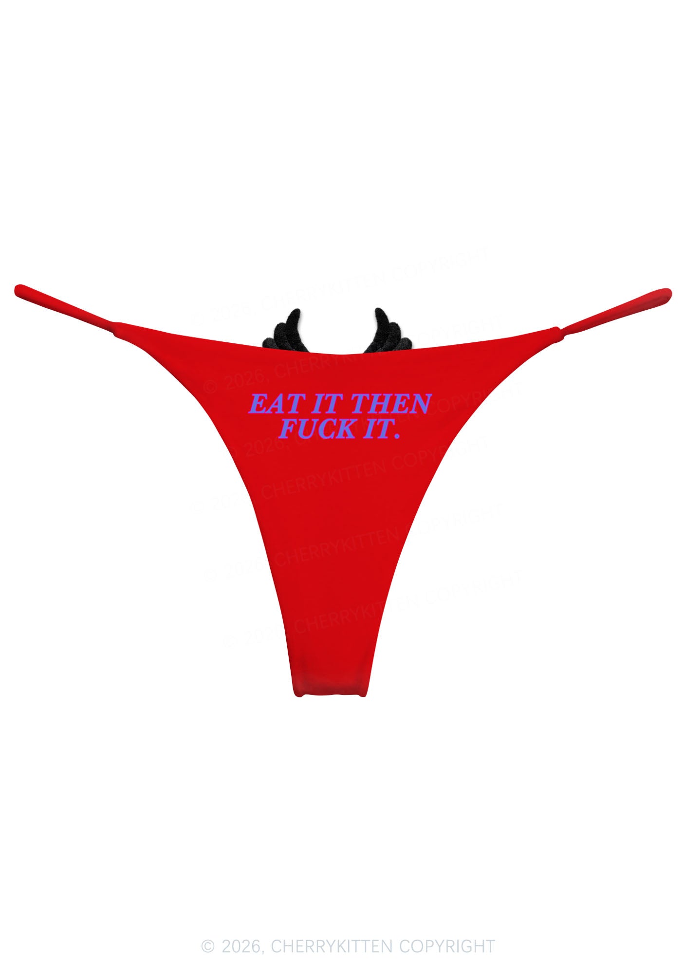 Eat It Y2K Bikini String Thong With Black Wings Cherrykitten