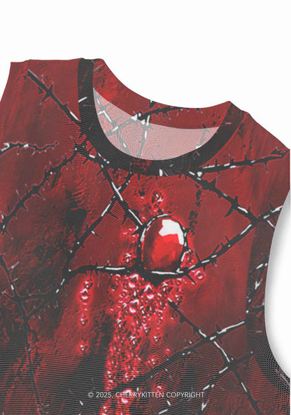 Thorned Ruby Y2K Mesh Muscle Tank Cherrykitten