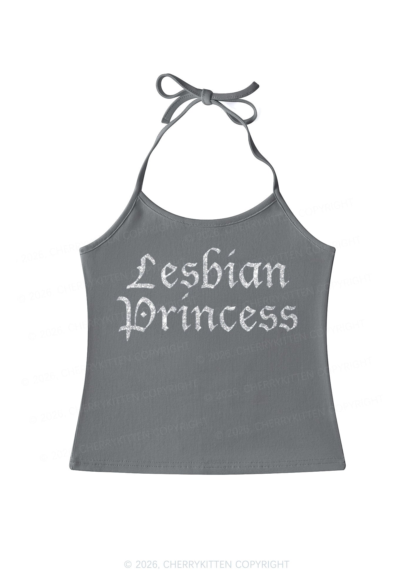 Glitter Lesbian Princess Pride Y2K Halter Neck Cami Cherrykitten