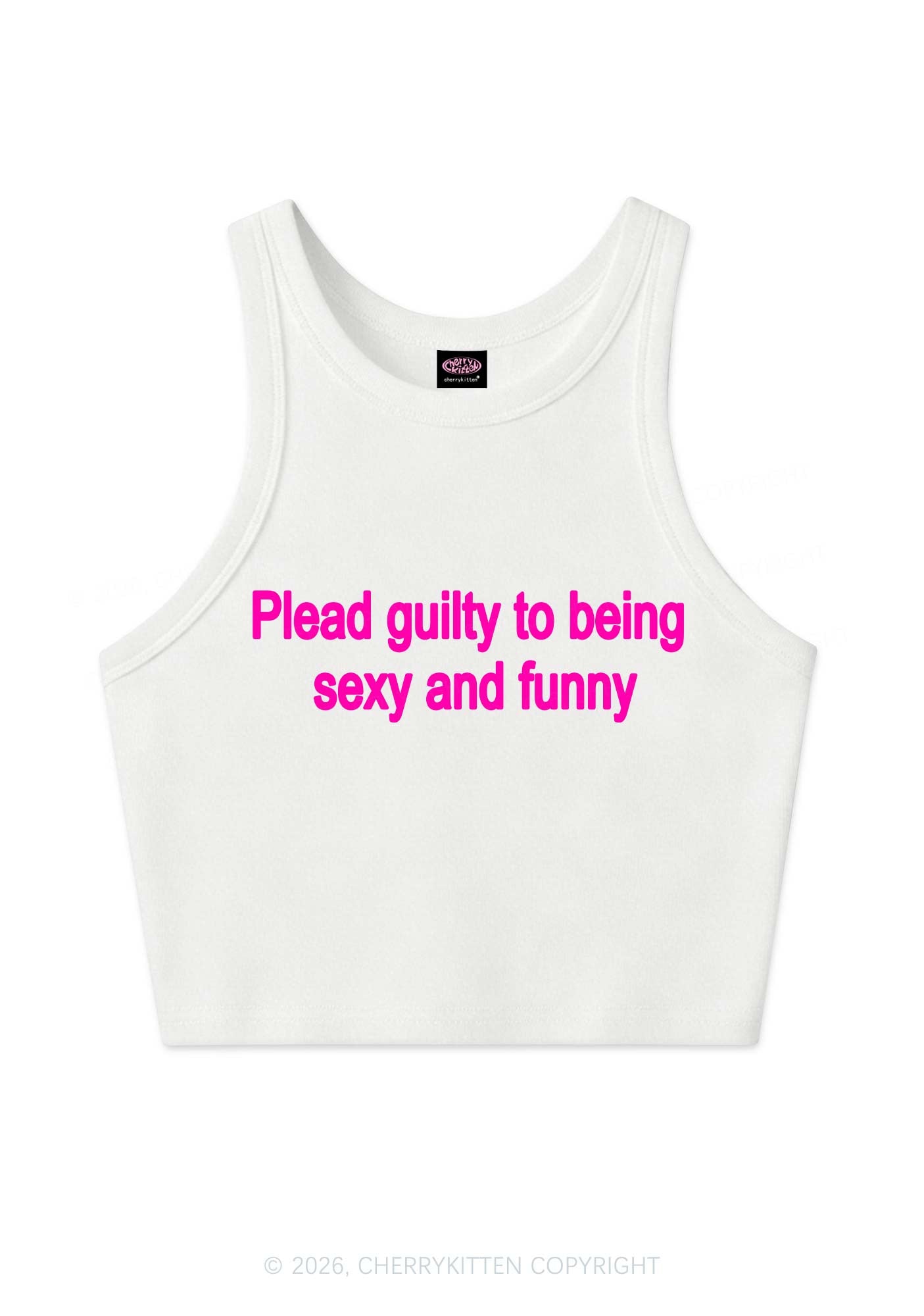 Plead Guilty To Being Funny Y2K Crop Tank Top Cherrykitten