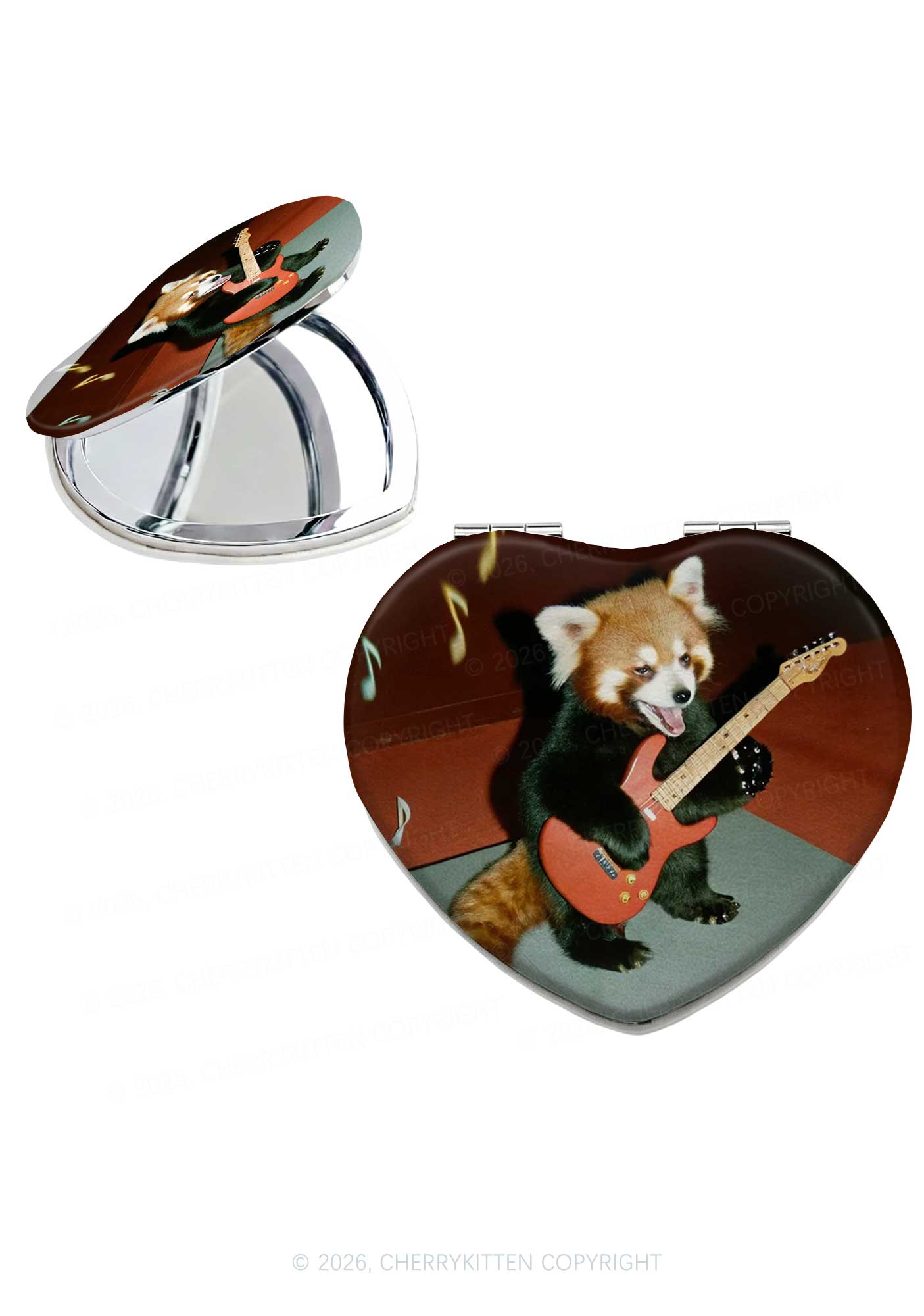 Guitar Raccoon Y2K Folding Makeup Mirror Cherrykitten