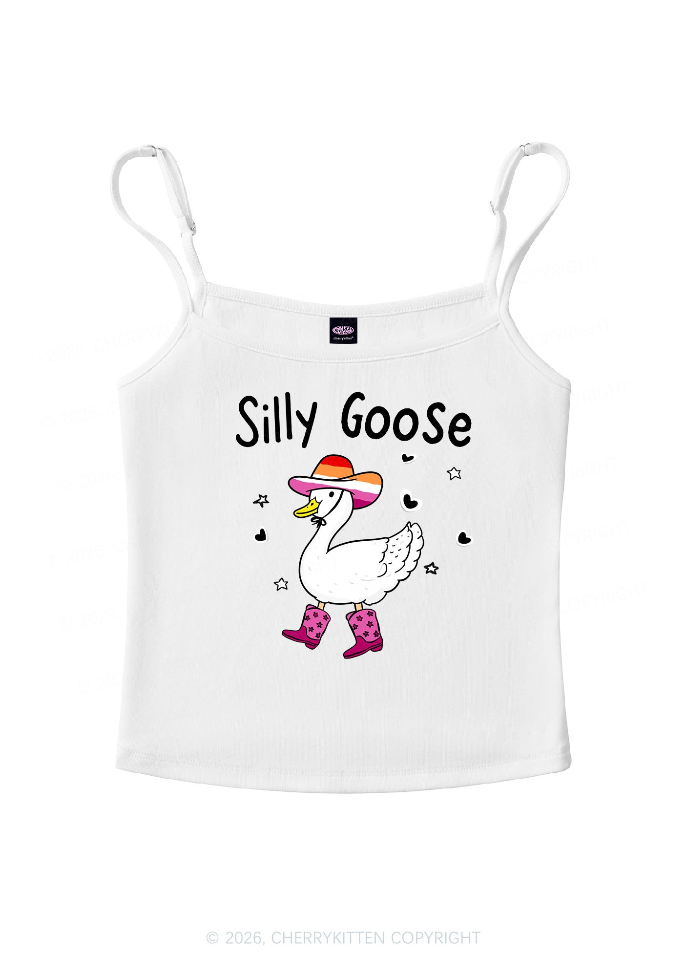 Silly Goose Lesbian Pride Y2K Spaghetti Strap Cami Cherrykitten