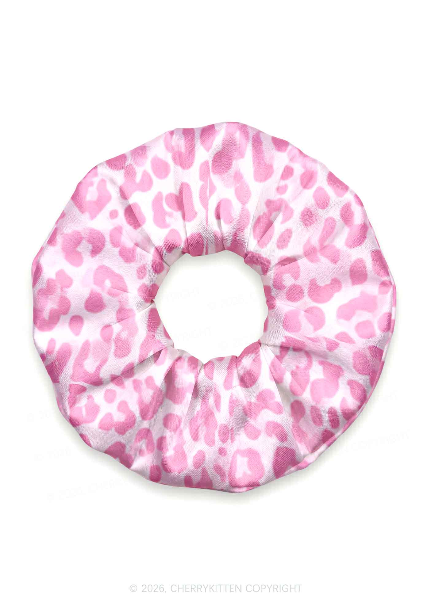 Pastel Pink Leopard Y2K Hair Scrunchie Cherrykitten