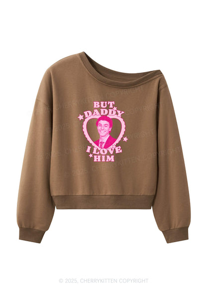 Daddy I Love Him Luigi Y2K Off Shoulder Sweatshirts Cherrykitten