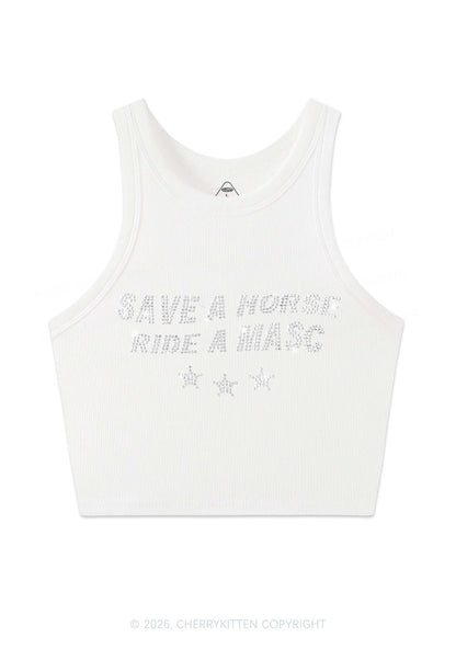 Rhinestone Ride A Masc Pride Y2K Crop Tank Top Cherrykitten