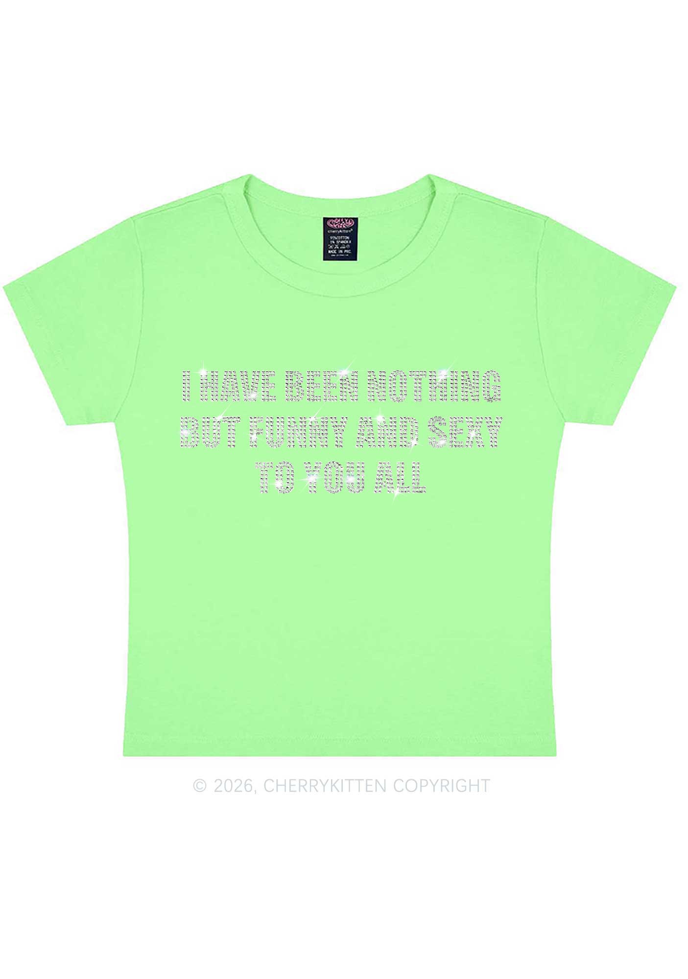 Rhinestone I Have Been Funny Y2K Baby Tee Cherrykitten