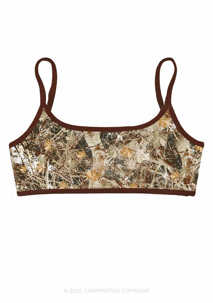 Maple Leaf Camouflage Y2K Print Super Crop Cami Cherrykitten