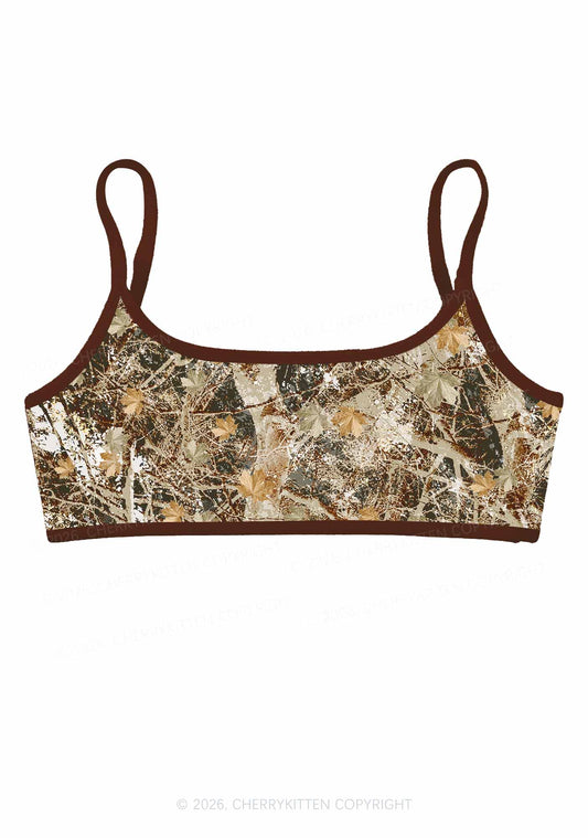 Maple Leaf Camouflage Y2K Print Super Crop Cami Cherrykitten