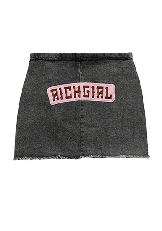 Vintage Black Richgirl Embroidery Skirt