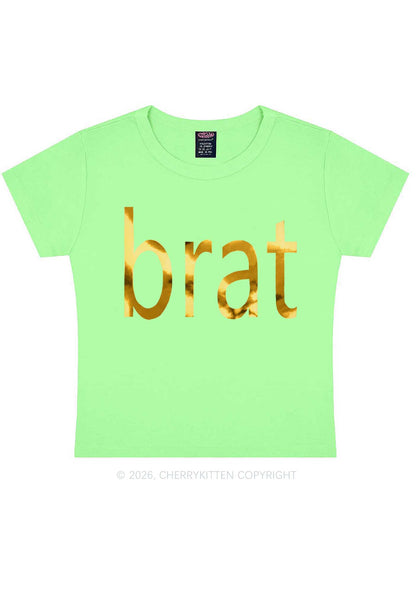 Brat Silver Foil Printed Y2K Baby Tee Cherrykitten