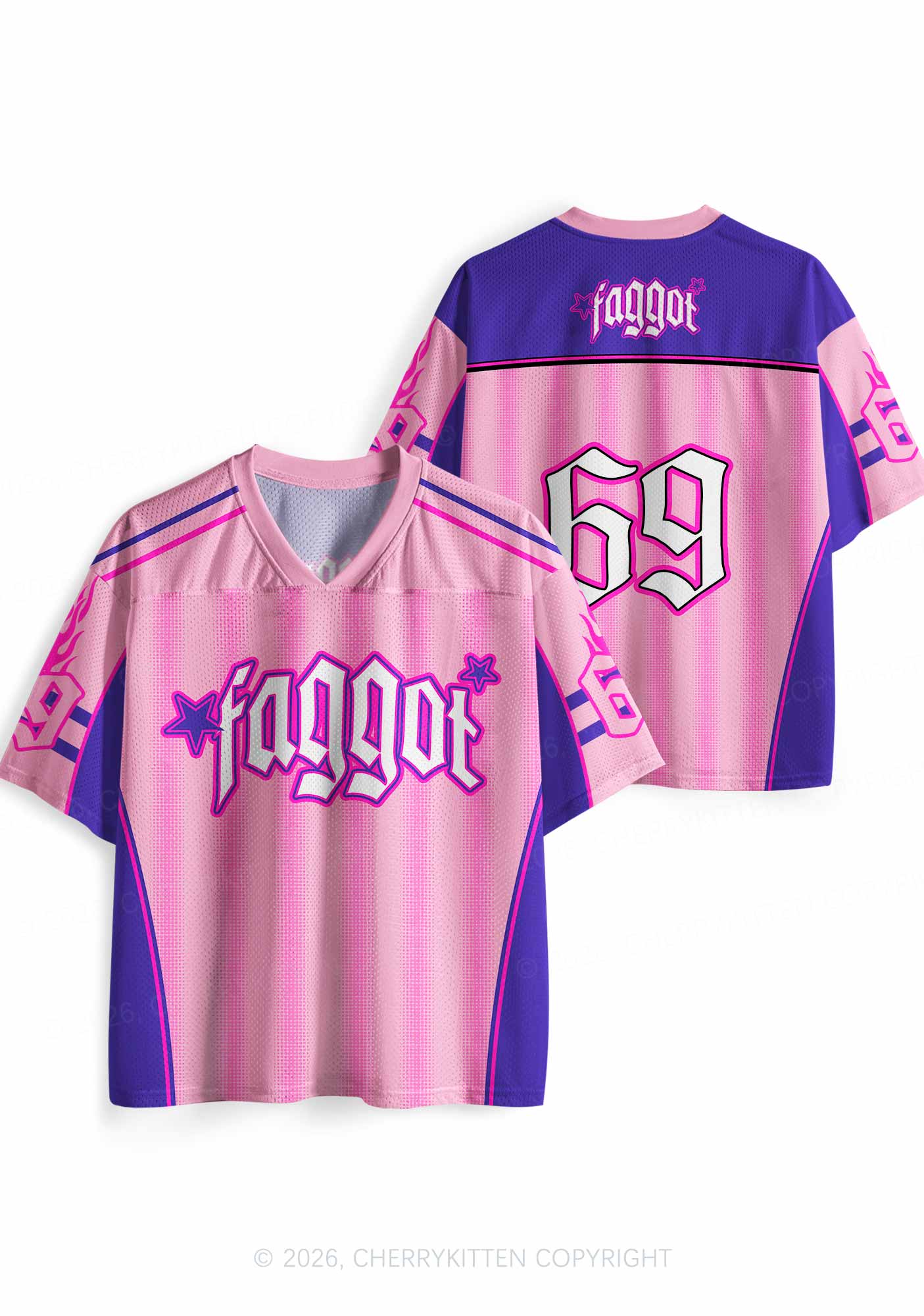 Faggot Purple Star Pride Y2K Sport Jersey Shirts Cherrykitten