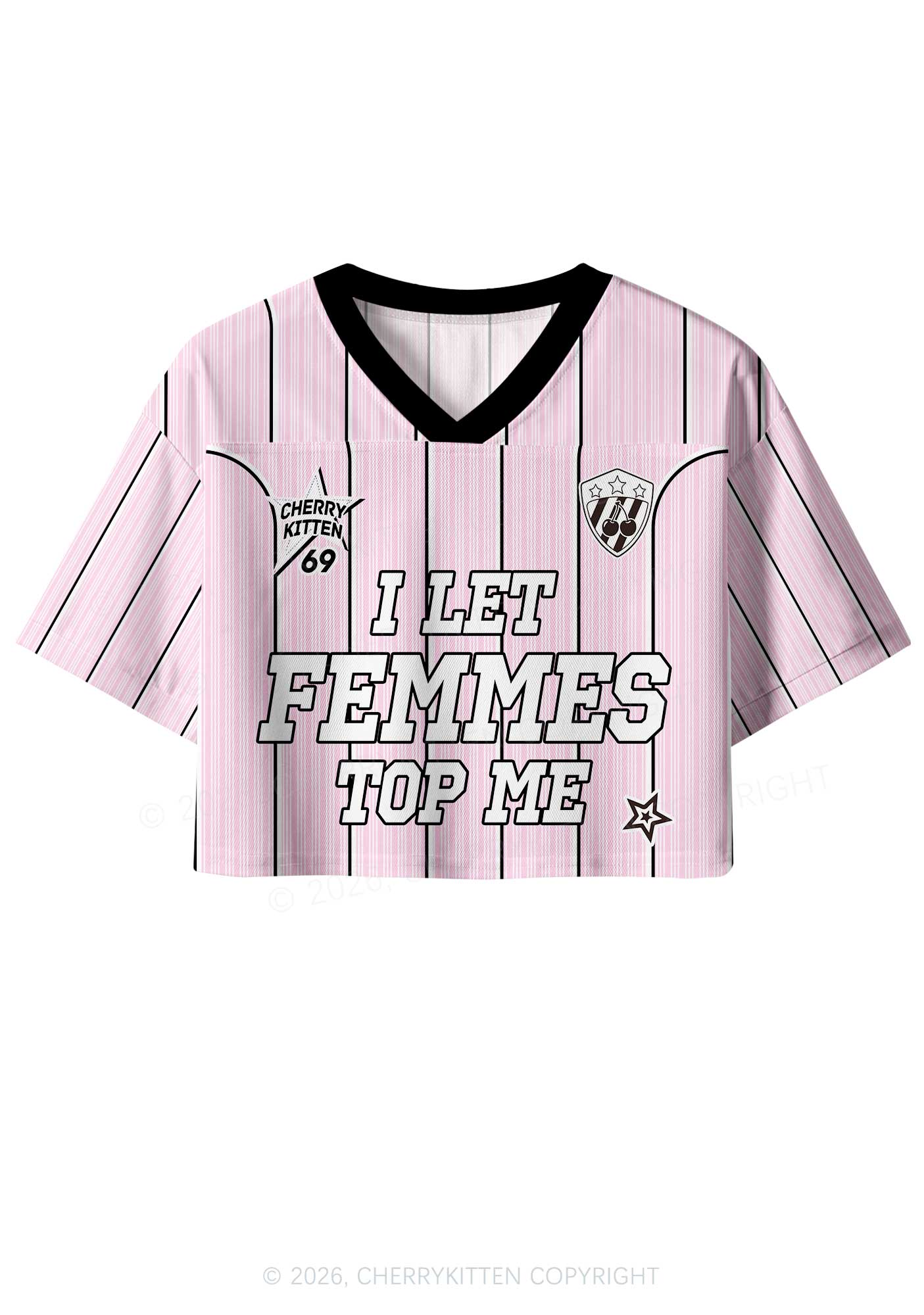 I Let Femmes Top Me Pride Y2K Crop Sport Jersey Shirts Cherrykitten