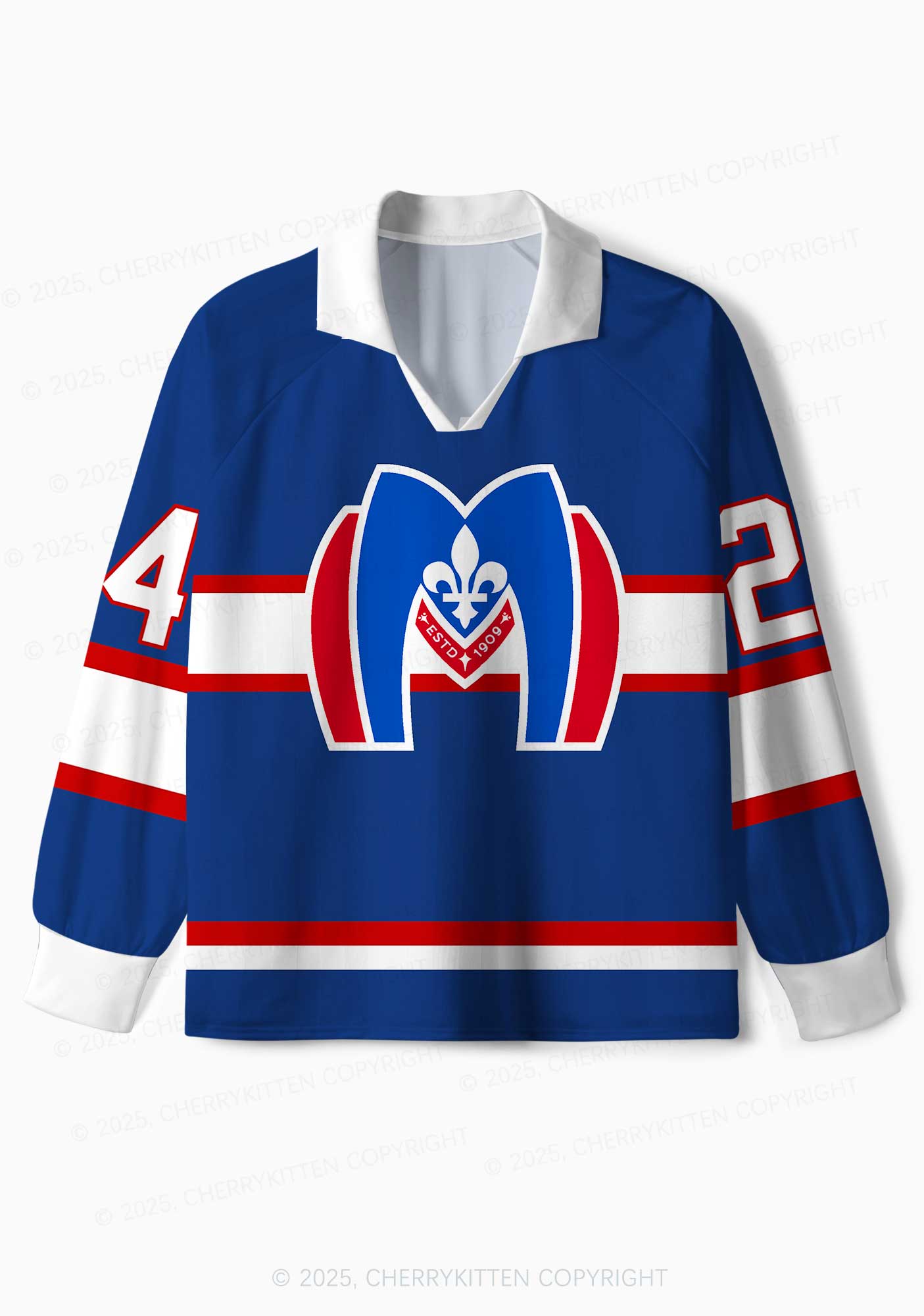 Blue Hockey HR Y2K Long Sleeve Sport Jersey Shirts Cherrykitten