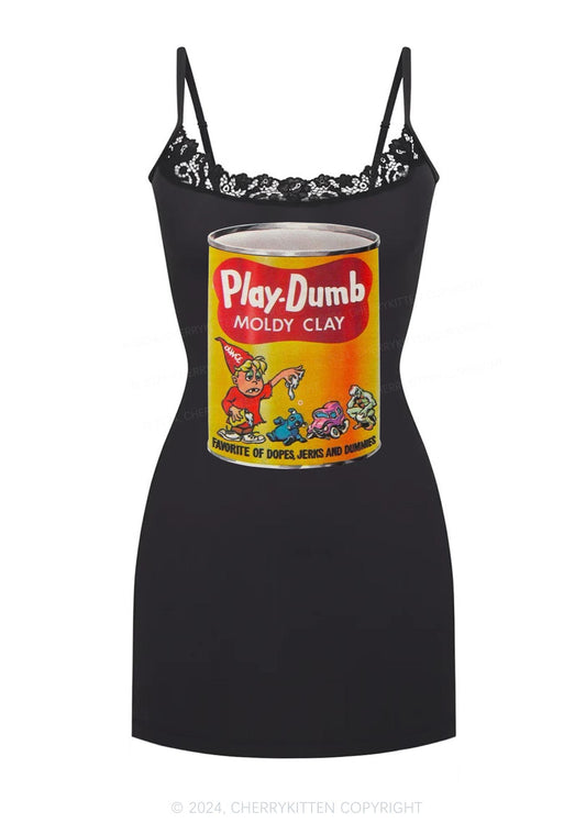 Play Dumb Y2K Lace Slip Dress Cherrykitten