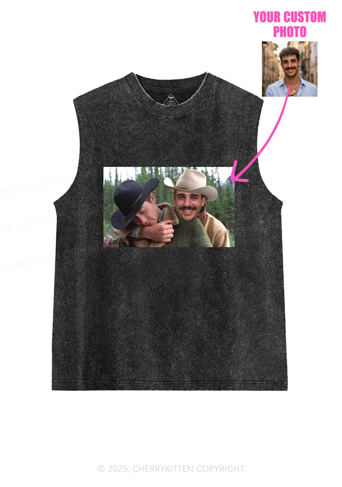 Custom Gay Cowboy Pride Y2K Washed Muscle Tank Cherrykitten