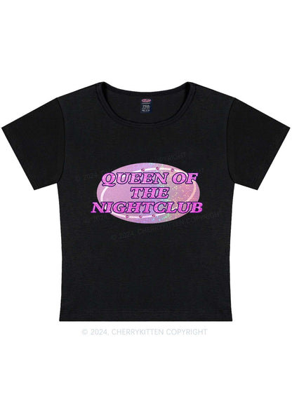 Queen Of Nightclub Y2K Baby Tee Cherrykitten