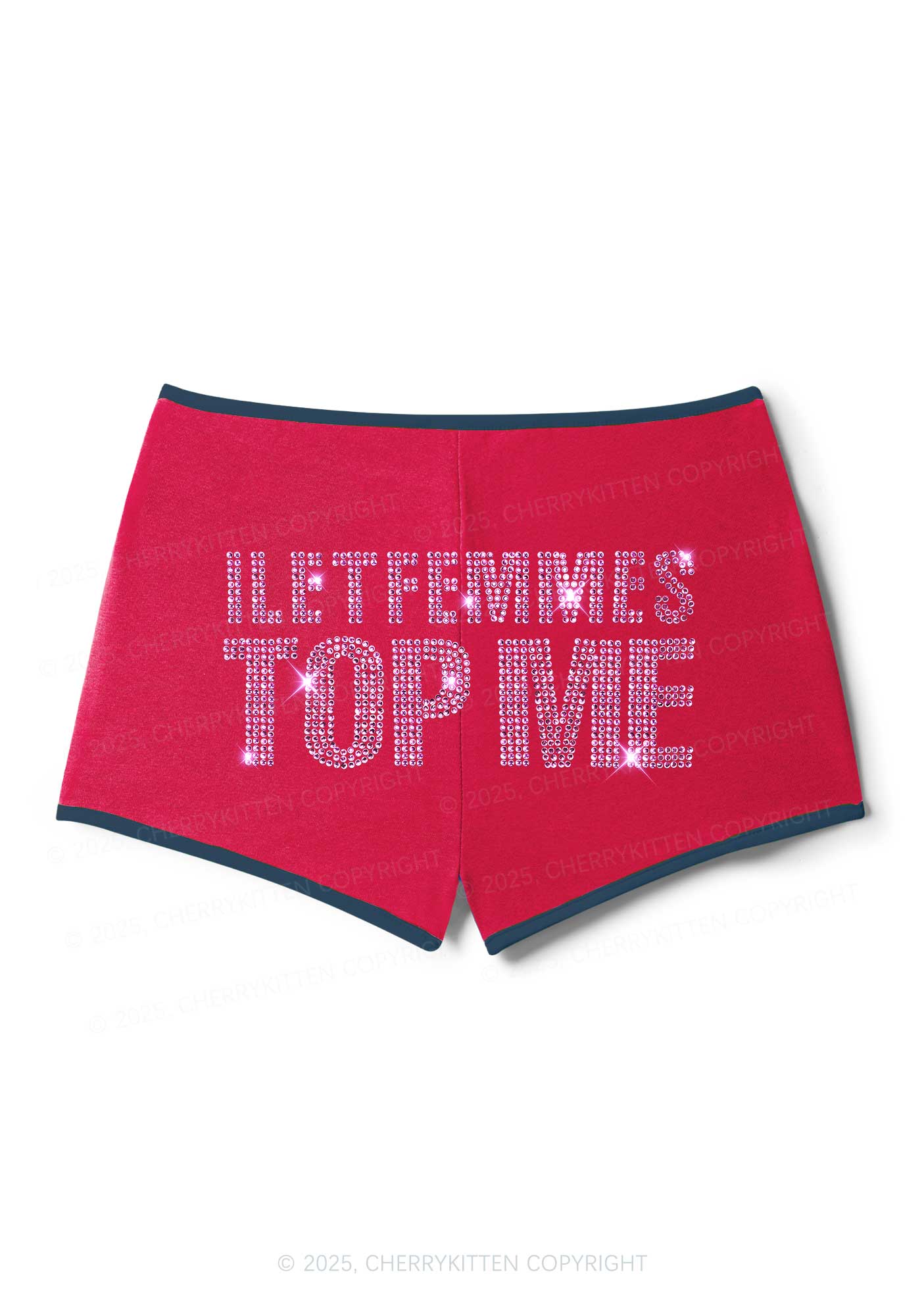 Rhinestone I Let Femmes Top Me Pride Y2K Booty Shorts Cherrykitten
