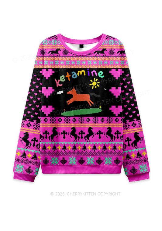 Orange Pony Y2K Knit Sweatshirt Cherrykitten