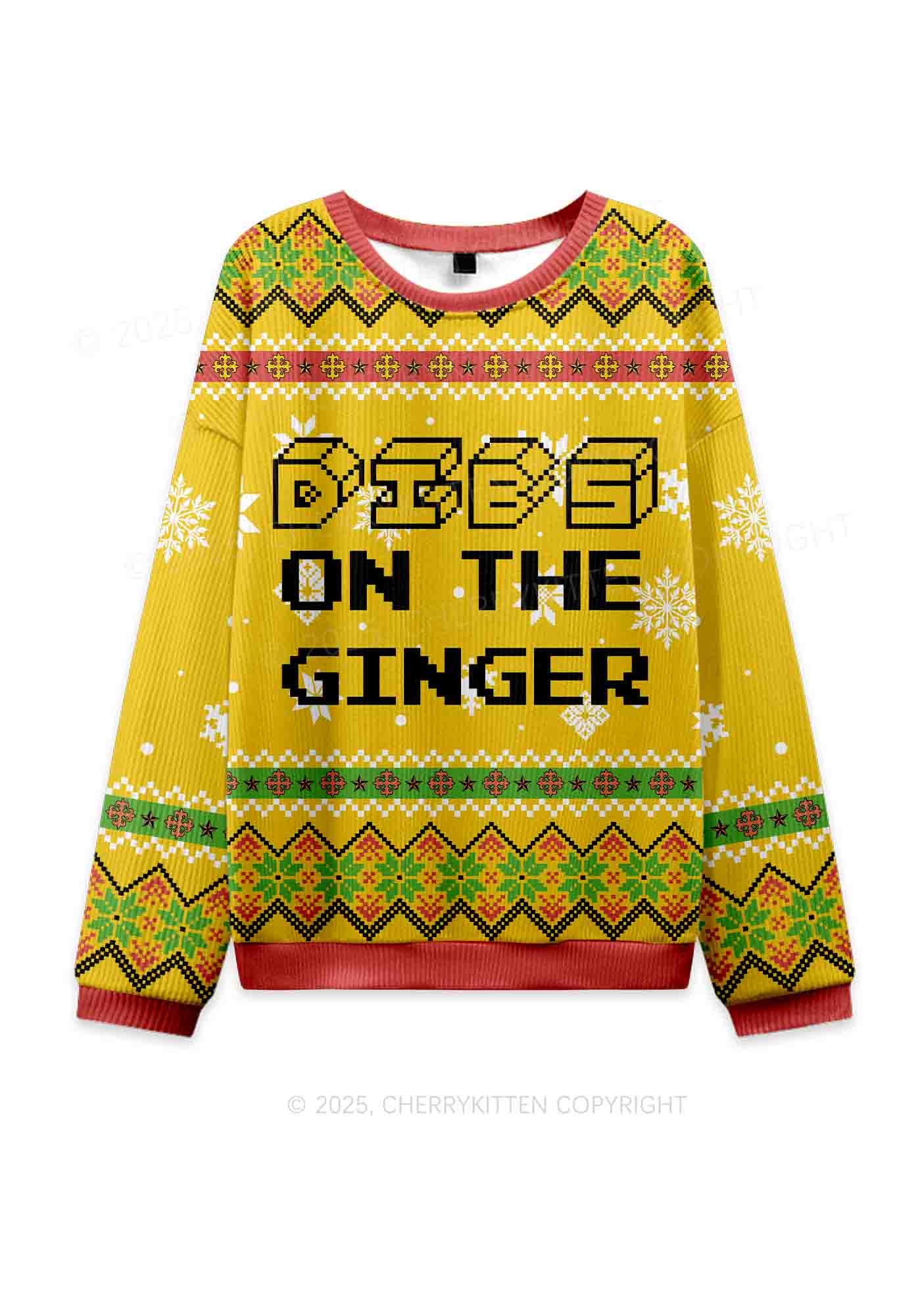 Dibs On The Ginger St Patricks Y2K Christmas Knit Sweatshirt Cherrykitten